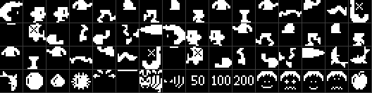 The 64 sprite patterns of the cartridge