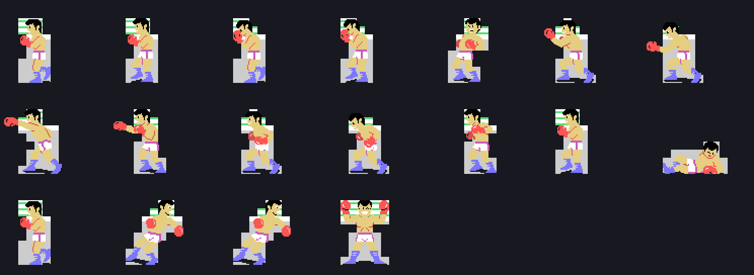 The player's nineteen poses