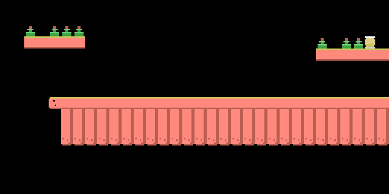 The discarded scenery at 0xD400, drawn with the game's own graphics. It was never once on screen