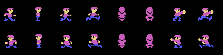 The sixteen poses