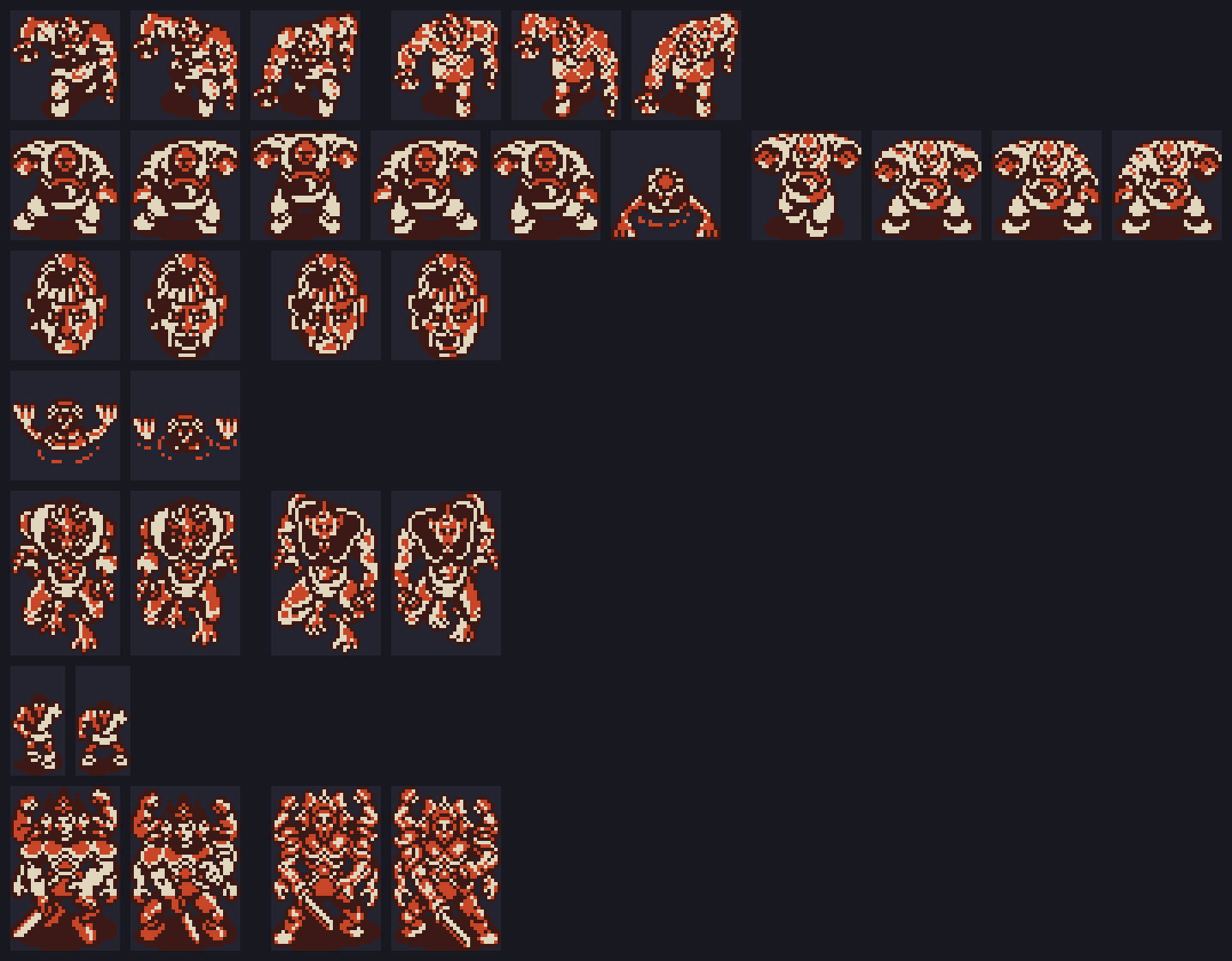The unused version of each boss, and the one the game loads