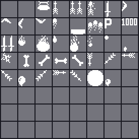 The weapons and items
