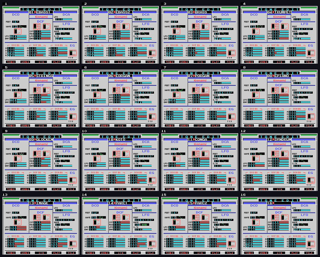 The sixteen TONE EDITs