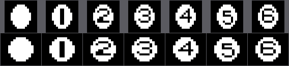 The balls with a square pixel and with the MSX one