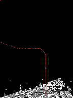 The same picture with the 78 steps of the script drawn over it