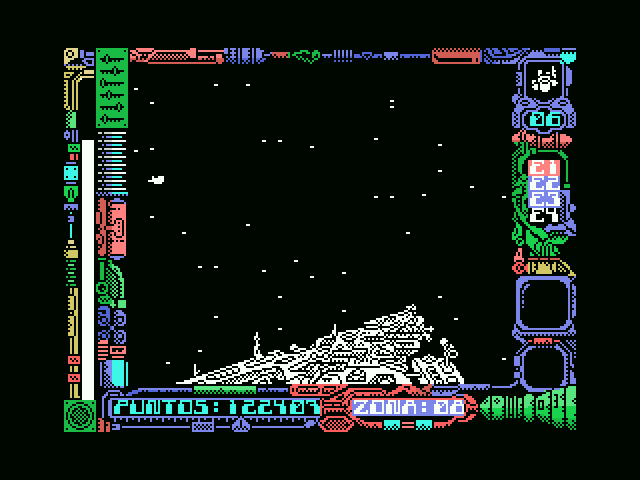 The starfield screen: the flagship below and yours climbing away