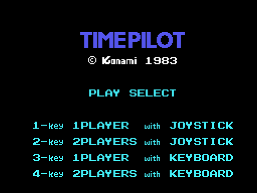 The title screen with the menu