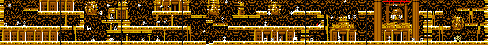 A stage with what each screen holds