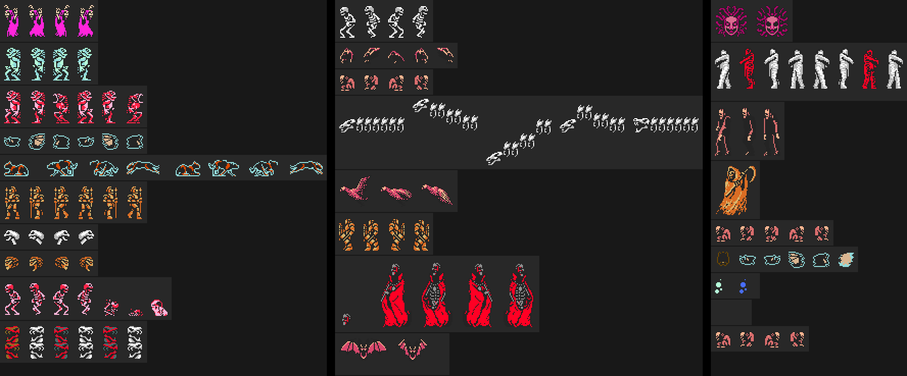 The enemies, in their frames