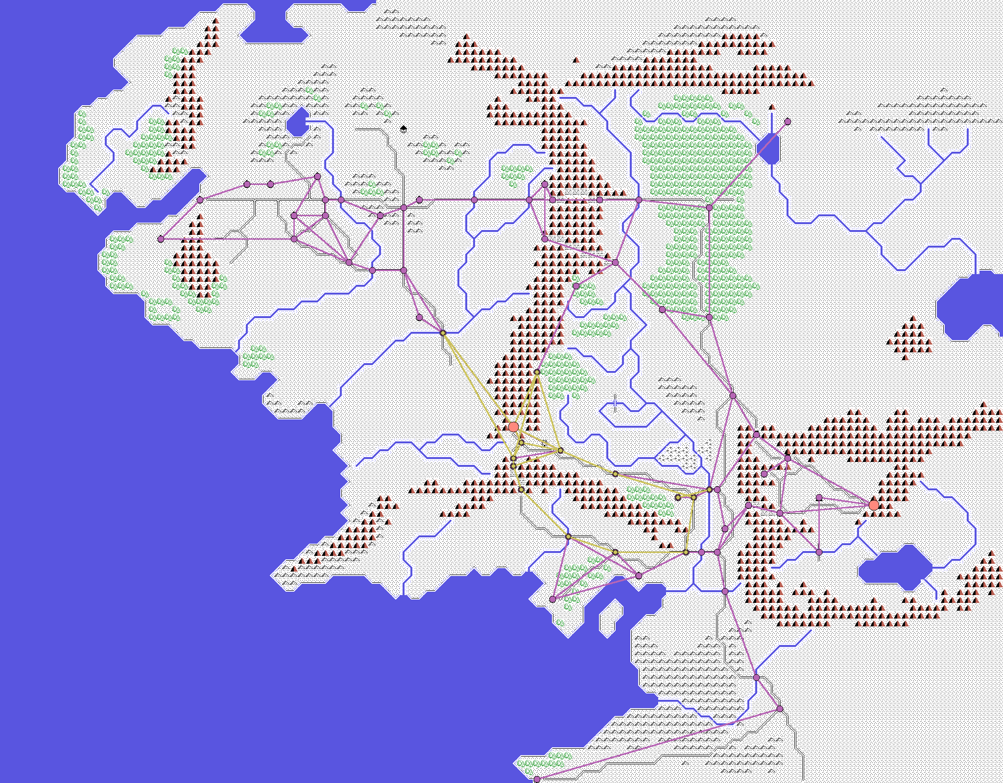 The two road networks over the map